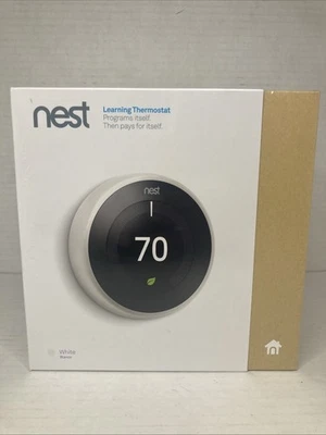 Nest 3rd Gen Learning Thermostat T3017US White FACTORY SEALED - Image 1 of 4