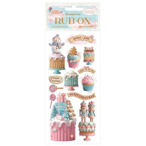 Stamperia - CANDY CHRISTMAS - CAKES - RUB ON - 4" x 8.5" - Picture 1 of 1