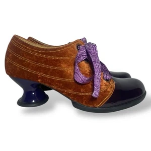 JOHN FLUEVOG Lace-Up Shoes Purple Orange Women Size 7.5 (fits 7) Steampunk Weird - Picture 1 of 9