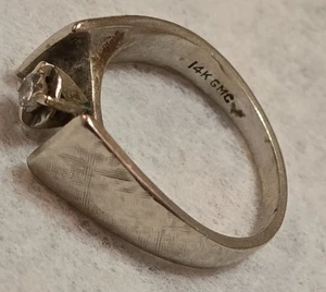 14 Karat GMC Gelbgold Ehering mit Stein, Gewicht 4,46 Gramm, Größe 61/2 - Bild 1 von 20