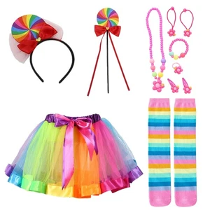 Regenbogen Tutu Kostüm Zubehör Set, Lagenlook Ballett Tüll Regenbogen Kleid mit einem... - Bild 1 von 5