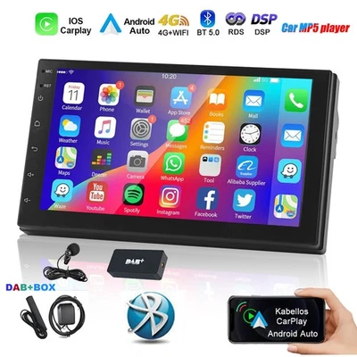 7" Doppel 2Din Autoradio mit DAB+ GPS Android14 Stereo Bluetooth Carpaly 6+128GB - Bild 1 von 4
