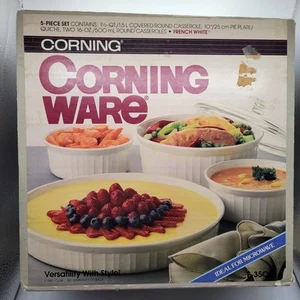CorningWare French White 5 piece set 350° F Ideal for Microwave Frenck White - Picture 1 of 7