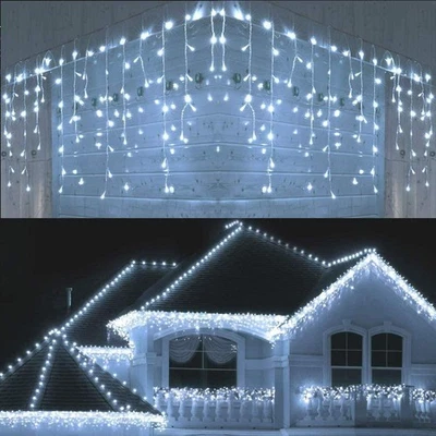 Christmas Lights 1200 LED Icicle Waterfall Outdoor Xmas Home Decor - Image 1 of 4
