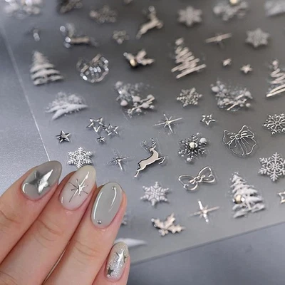 JMEOWIO Nagelsticker-Set Weihnachten Schneeflocke – DIY Nagelkunst, Selbstklebend