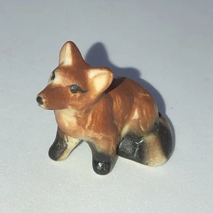 Vintage Miniature Bone China Red Fox Figurine Hand Painted Dollhouse - Picture 1 of 6