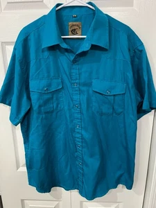 Coevals Club Men's Button Up Shirt XL Turquoise 2 Pockets Pearl Snaps Excellent - Picture 1 of 5