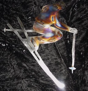 ESQUIADOR ESQUÍ Hogar Metal Pared Arte Decoración Lodge Nieve Deporte Interior Acento - Imagen 1 de 1