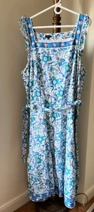 TALBOTS DRESS - FLORAL - COTTON - SQUARE NECK - SLEEVELESS - SIZE 20W (2X) NWT - Picture 1 of 4