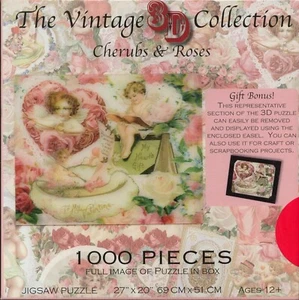 Puzzle Romantic Vintage 3D Collection Angels Cherubs & Roses 1000 pc - Picture 1 of 2
