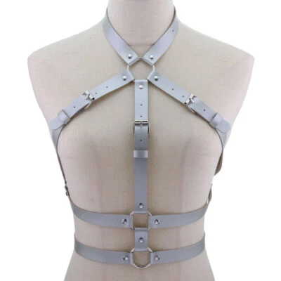 Mujeres Estilo Punk Cuero PU BDSM Sujetador Arnés Lencería Cuerpo Bondage Correas Foto 1 de 4