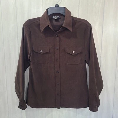 Рубашка женская New York & Co из искусственной замши на пуговицах с длинным рукавом с воротником размер XS - Изображение 1 из 4