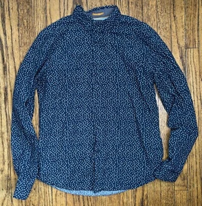 Cactus Man Ricky Singh Navy Blue Floral Button Down Shirt Medium Preppy Hipster - Picture 1 of 6