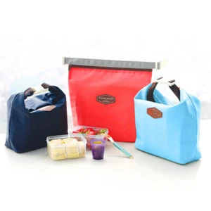 Portable Zippered Nylon Picnic Lunch Pouch Tote Insulated Cooler Bag Handbag - Picture 1 of 4