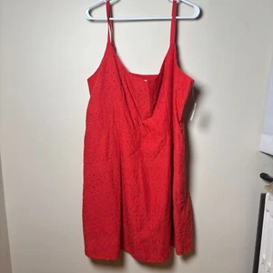 Old Navy Women Orange Red Fit & Fare Mini Embroidered Dress Size XXL New - Picture 1 of 6