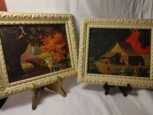 Paul Detlefsen Vintage Art Print GATHERING APPLES and MEMORIES Painting 8x10 Lot - Picture 1 of 11