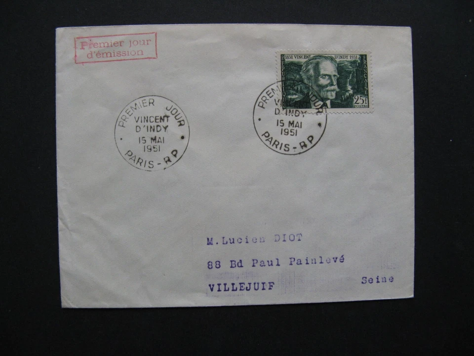 FRANCE, cover FDC 1951, 100th birthday Vincent D'Indy, composer music - Image 1 of 1