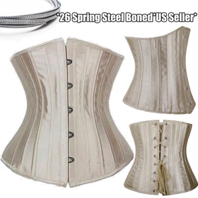 US Mujeres Satén Gótico Bustier Top Lencería Cintura Entrenamiento Bajo Busto Corsé Deshuesado Foto 1 de 4