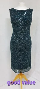 East Sequenced Dress UK Size 10 Bottle Green Stretchy - Picture 1 of 10