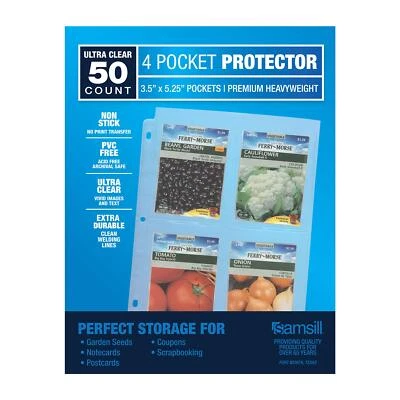 50 Pack Heavy Weight 4 Pocket Garden Seeds Storage Clear Sheet Protectors See... - Image 1 of 4
