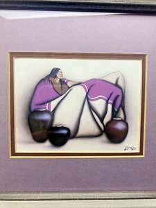 VTG Robert Redbird Signed C, Kiowa Art Print,  Matted Print, Very NICE - Picture 1 of 12