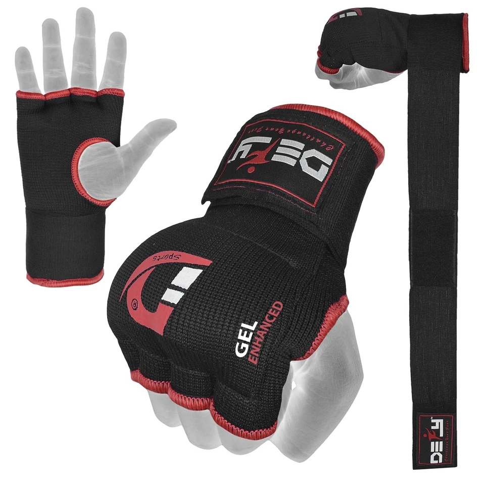 DEFY™ Guantes Internos Acolchados en Gel con Envolturas para Manos MMA Muay Thai Boxeo Lucha PAR  Foto 1 de 4