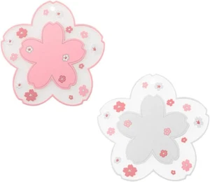 Sakura Coffee Cup Mat Kawaii Coaster 2PCS Cute Cherry Blossom PVC Home Tea Mug P - Picture 1 of 6
