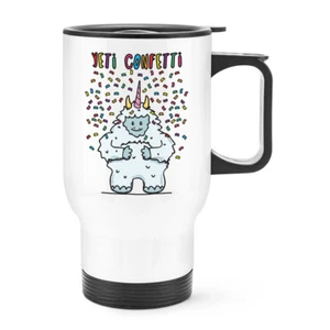 Yeti Confetti Travel Mug Cup With Handle - Funny Unicorn Animal Thermal Flask - Picture 1 of 1