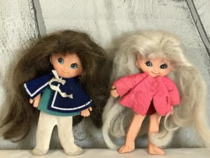 Ideal Flatsy Doll Dewey Vintage 1960s Outfit Coat & Nancy 1971 Flat Rubber Dolls - Picture 1 of 10