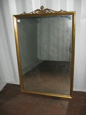 ANCIEN MIROIR GLACE RECTANGULAIRE EN BOIS DORÉ DES ANNÉES 60--N°1 - Photo 1/4