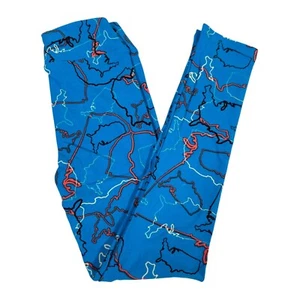 LuLaRoe Leggings Map Outline Americana Red White Blue Black Rare Kids NEW L/XL - Picture 1 of 6