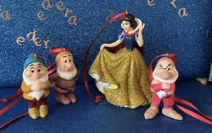 SET OF 4 DISNEY SNOW WHITE CHRISTMAS DECORATIONS - Picture 1 of 2