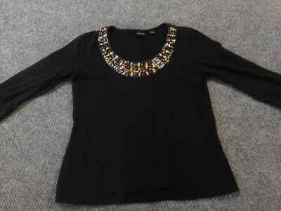 Blusa Westbound Mujer Pequeña Negra Pullover Top Adornos Elásticos Foto 1 de 4