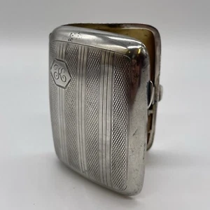 1929 Sterling Silver Case Tin Box Pocket Personalised K 20s Herbert Bushell HB&S - Picture 1 of 9