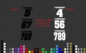3 x Racing Numbers Name Plate Stickers Decals Car Motocross Kart MX Dirt Bike - Picture 1 of 1