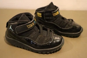 Air Jordan 11 XI Retro Size 10C Black/Gamma Blue Patent Leather 378040-006 Shoes - Picture 1 of 11