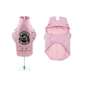 Biker Dawg Motorcycle Dog Jacket Harness Vintage Pink Faux Leather - Choose Size - Picture 1 of 6