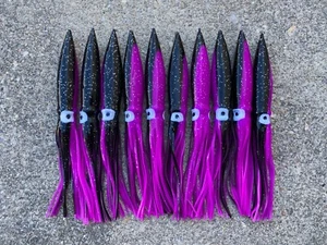 MENGE 10 MUSCHEL GLÜHBIRNE SQUID 6" TACKLEWORKS TOLL FÜR GÄNSEBLÜMCHENKETTEN - SCHWARZ/LILA - Bild 1 von 1