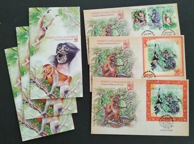 2016 Malaysia Primates Zodiac Lunar New Year of Monkey FDC Set of 3 Covers - Image 1 of 4