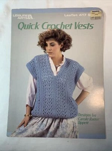 Quick Crochet Vests: Carole Rutter Tippett - 1985 Leisure Arts - leaflet 417 - Picture 1 of 3