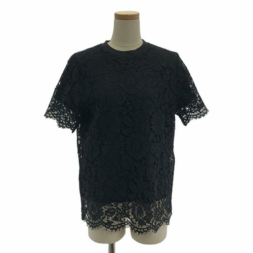 VALENTINO 2020SS girocollo completo pizzo manica corta taglio e cucito S nero usato0