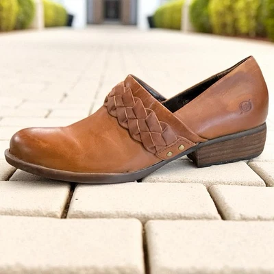 Born Hensley Zueco Botín Para Mujer 9.5 Marrón Western Tacón Bajo Trenza Boho Western Foto 1 de 4