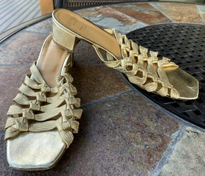 SOLOVIERE * GOLD MESH * GEKNOTETE SANDALETTEN PANTOLETTEN - Bild 1 von 12