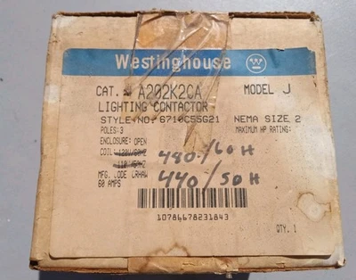 Westinghouse A202K2CA 6710C55G21 Model J NEMA Size 2 NEW - Image 1 of 4