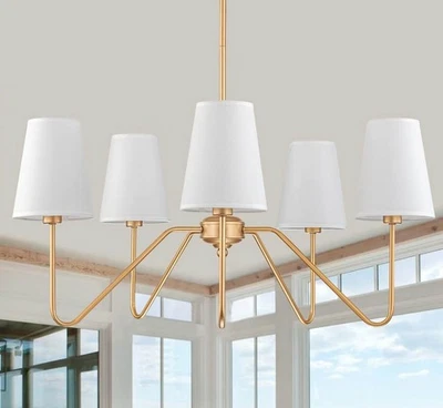 Lámparas de araña de latón dorado para comedor, lámpara colgante moderna de 5 luces  Foto 1 de 3