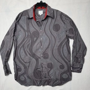 Coogi Men 2XL Abstract Striped Button Down Long Sleeve Shirt Retro Wavy - Picture 1 of 16