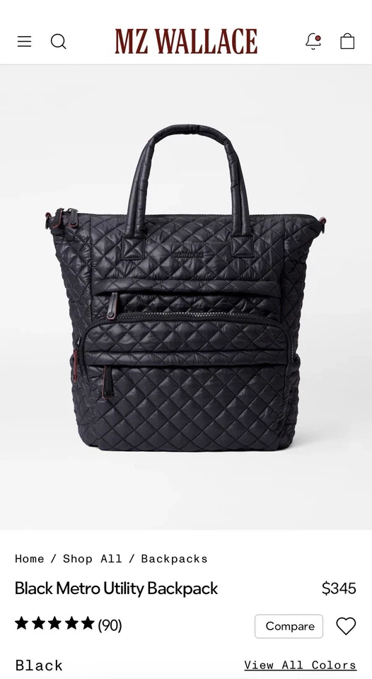 Mochila utilitária MZ WALLACE pequena metro acolchoada náilon tiracolo ~nova com etiquetas~ preta - Imagem 1 de 4