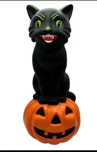 Figura de colección estilo Beistle de Halloween Jack oLantern molde soplado gato negro 13 pulgadas - Imagen 1 de 5