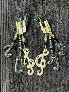 Lunch at the Ritz RARE VINTAGE MUSIC notes Dangle Drop Earrings Garden Party Col - Picture 1 of 11