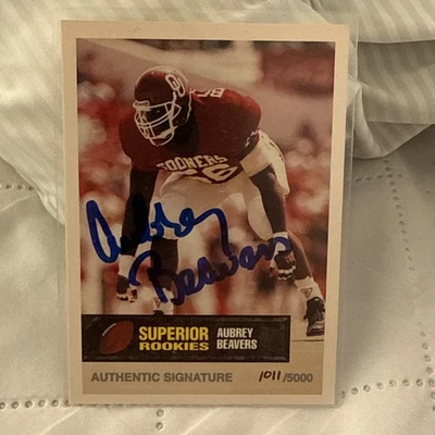 1994 Superior Rookies RC AUTO SP #1011/5000 Aubrey Beavers (Miami Dolphins/OKLA) - Image 1 of 4